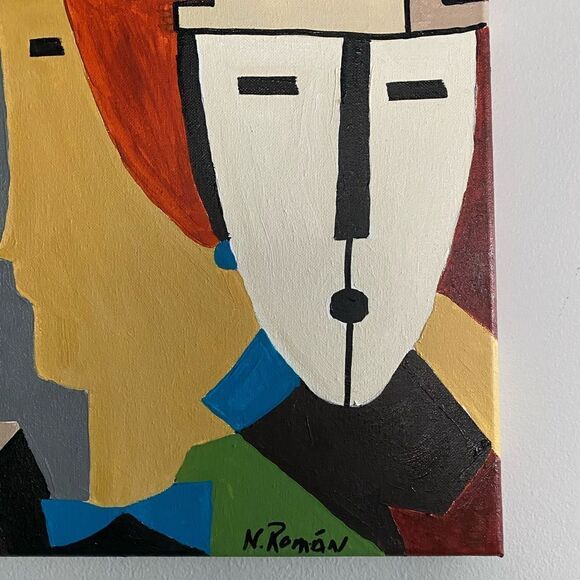 Abstract Art Acrylic Painting Cubism 16*20 on canvas Wall Art - Picture 4 of 5